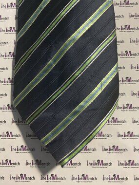 VERSA Silk Navy With Green Stripes Tie 3.75”